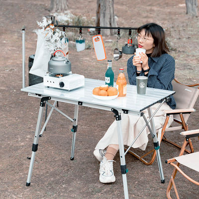 L'alluminio del metallo 90CM piega il picnic piegante di legno portatile del giardino della Tabella