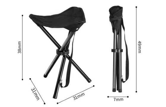 38CM Edelstahl-kampierender Stuhl-im Freien tragbarer Fischereidrei Bein-Klappstuhl