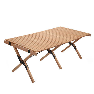 La BARBACOA plegable al aire libre portátil de la mesa de picnic de la playa de 120 de los X 60CM rueda encima del plegamiento de madera