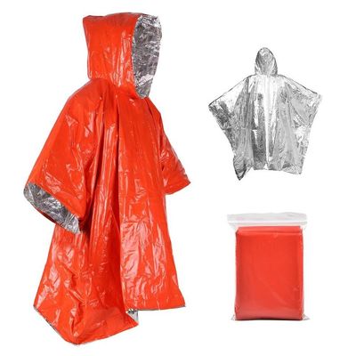 Ponchos βροχής έκτακτης ανάγκης ταινιών αργιλίου μίας χρήσης υπαίθρια καλύμματα αδιάβροχων εξαρτημάτων πεζοπορίας