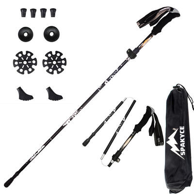EVA Adjustable Folding Anti Shock Walking Stick Telescopic Self Defense Trekking Pole