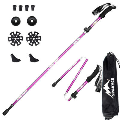EVA Adjustable Folding Anti Shock Walking Stick Telescopic Self Defense Trekking Pole